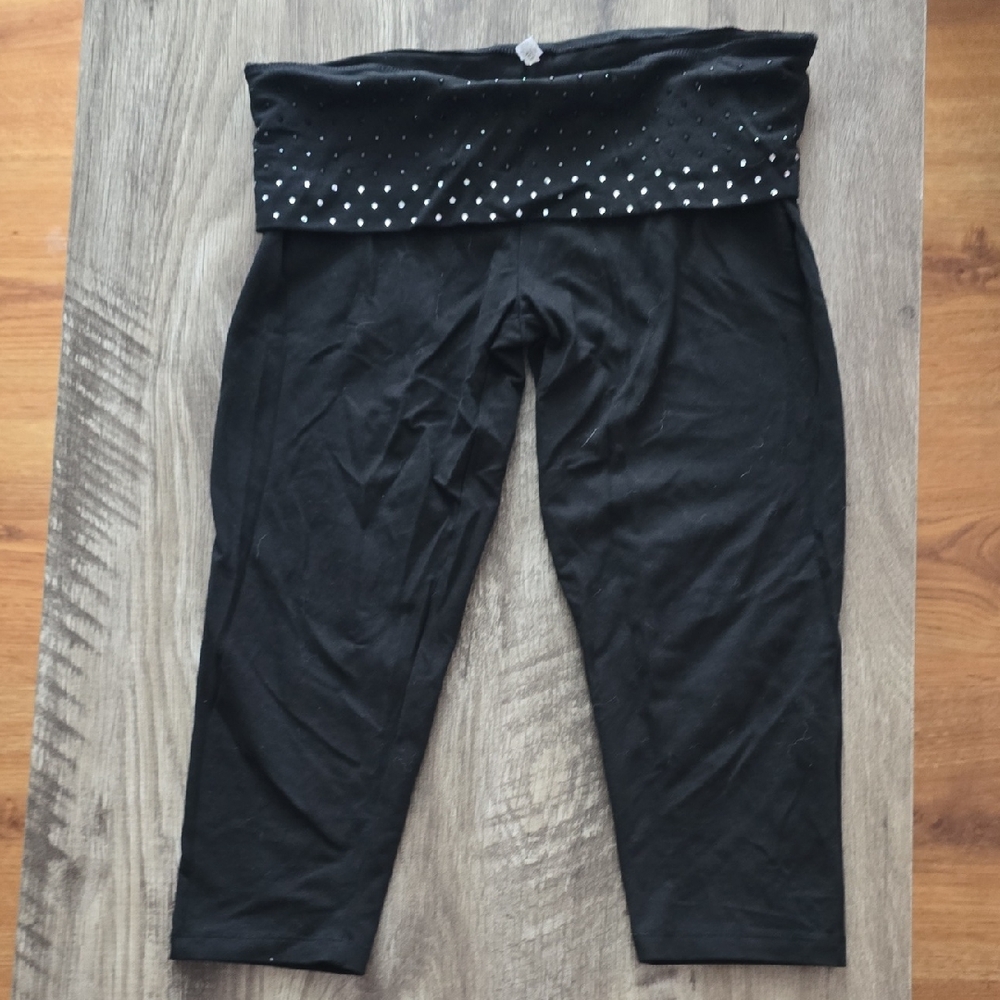 Victoria's Secret Black Leggings with Silver Dots